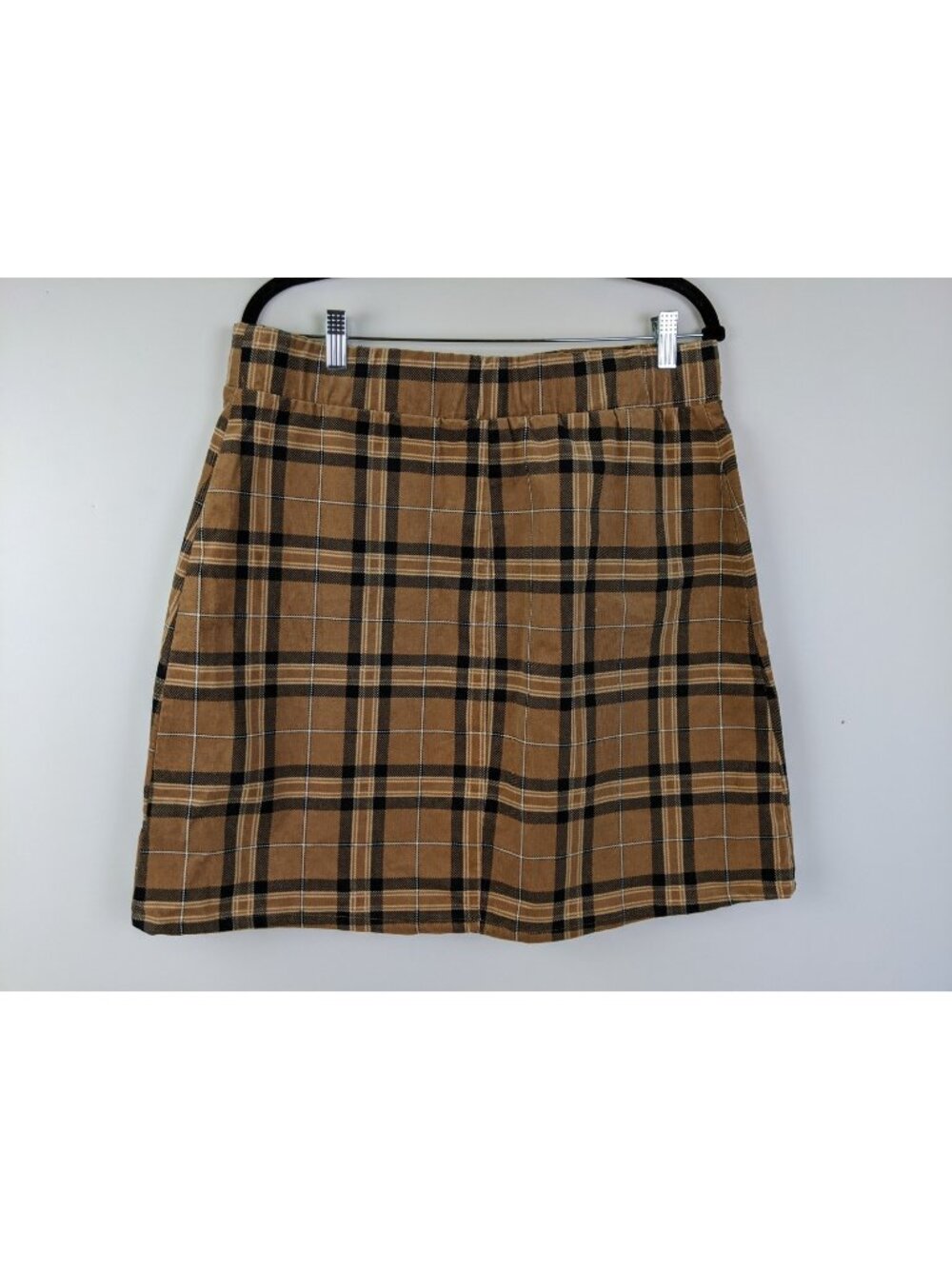 Torrid Mini Skirt Womens Size Large 12 Tan Plaid Corduroy Button Front NEW NWT
